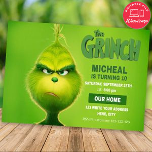 The Grinch Movie Invitation. Birthday Invitation - Grinch Birthday Party