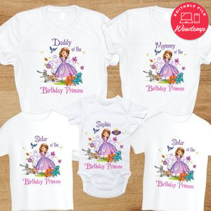 Princess Sofia Birthday Family Matching Party Shirts