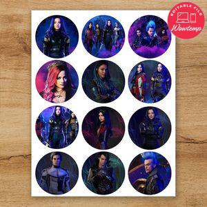 Editable Descendants 3 Cupcake Toppers Instant Download