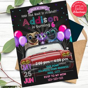 Puppy Dog Pals Drive By Birthday Parade Invitation Printable for Girl Instant Download