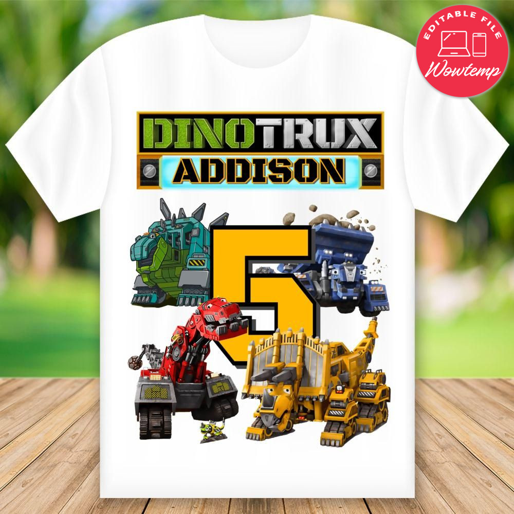 Printable Dinotrux Birthday Shirt Template DIY | Wowtemp