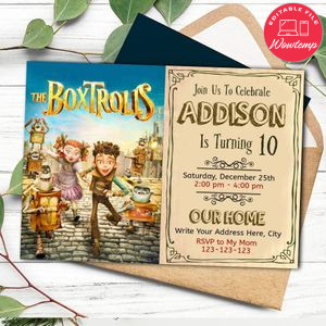 The Boxtrolls Birthday Flyer Printable Instant Download