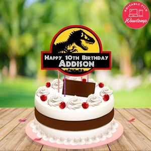 Lost World Jurassic Park Birthday Cake Topper Template Printable Instant Download