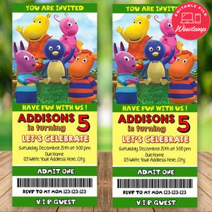 Editable Backyardigans Birthday Ticket Invites Instant Download