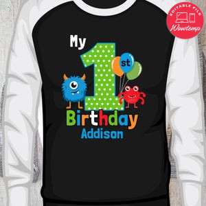 Cute Monsters Birthday Iron On Transfer Tshirt Instant Download