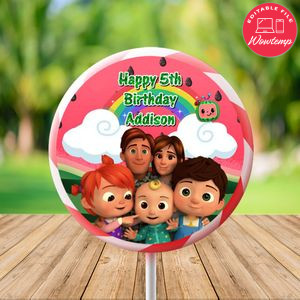 Cocomelon Large Lollipop Labels Digital File Printable Instant Download