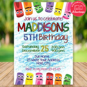 Editable Color Crew Invitation - Art Party Invitation Instant Download