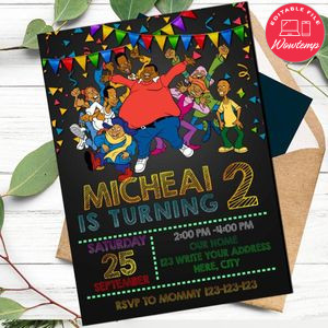 Fat Albert Birthday Invitation Template to print at home Instant Download