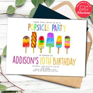 Popsicle Birthday Invitation Printable Instant Download