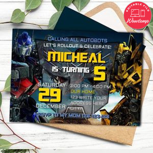 Transformers Invitation Customizable Template Instant Download