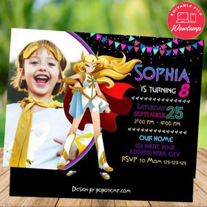 Shera And The Princess Of Power Birthday Flyer With Photo