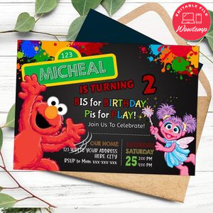 Elmo and Abby cadabby Invitation Customizable Template Instant Download