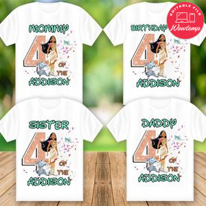 Disney Princess Pocahontas Family Matching Birthday Shirt PNG File Instant Download