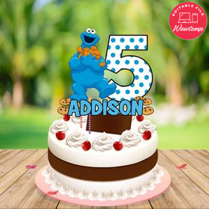 Cookie Monster Birthday Cake Topper Template Printable Instant Download