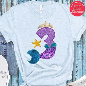 Mermaid Shirt Three Birthday PNG file template