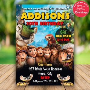 The Croods Invitation Template to print at home Instant Download