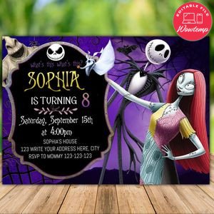 Printable Jack Skeleton Birthday Party Invitation Instant Download