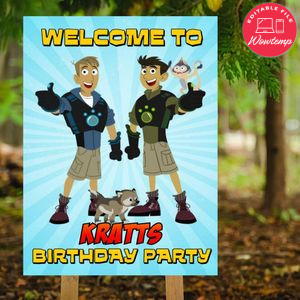 Wild kratts Welcome Sign Digital File Printable Instant Download