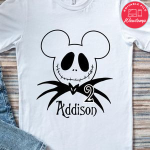 Jack Skellington Mickey Mouse Birthday Boy Iron On Transfer Shirt Template Instant Download