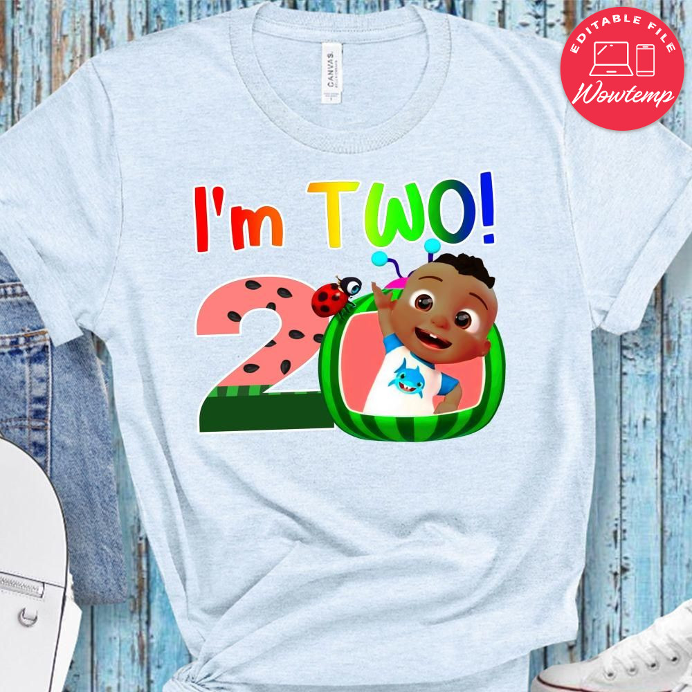Black Cocomelon JJ I'm Two Birthday Shirt for Kid | Wowtemp