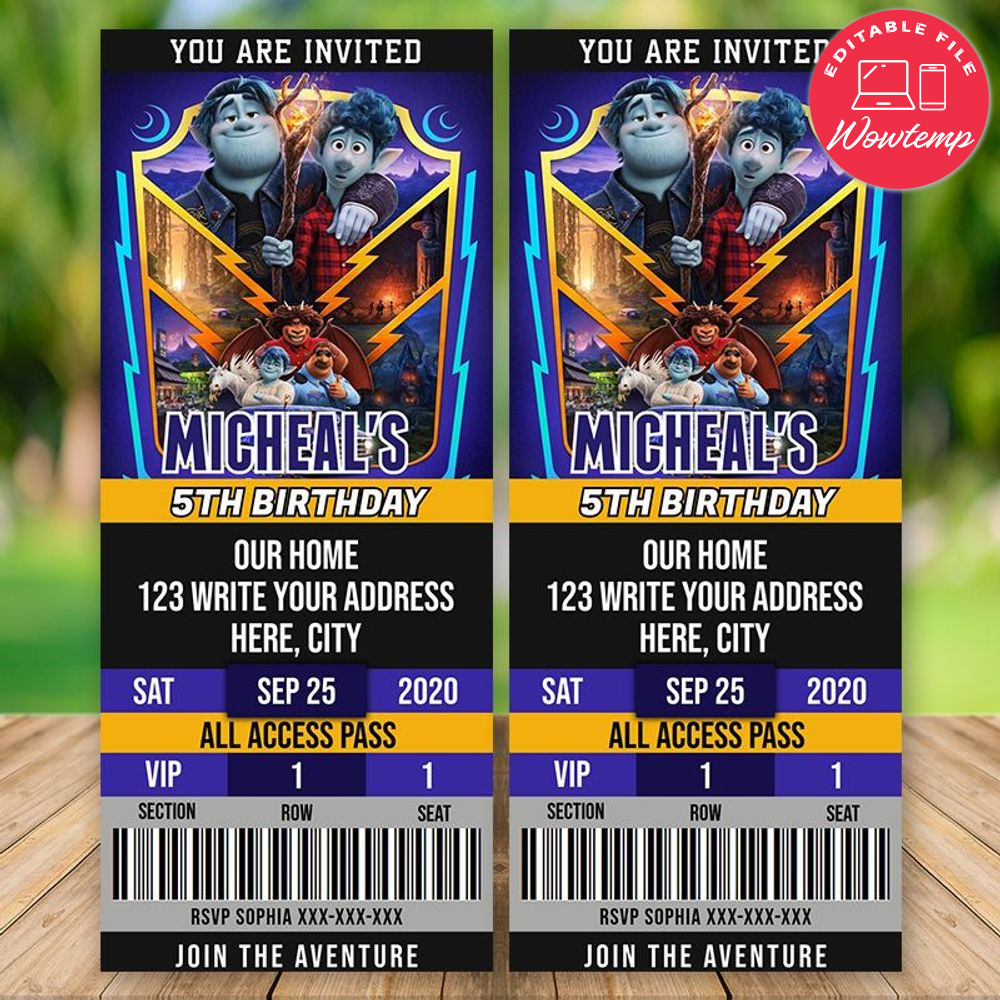 Editable Onward 2020 Ticket Birthday Flyer Instant Download