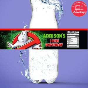 Ghostbusters Water Bottle Label Template to Print at Home Instant Download
