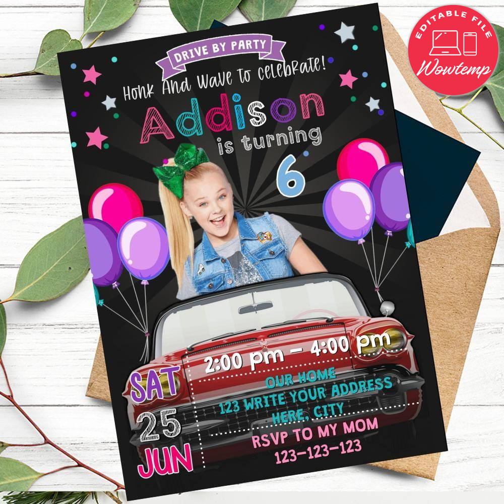 Jojo Siwa Car Parade Birthday Flyer Printable Instant Download