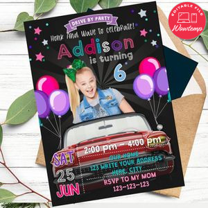 Jojo Siwa Car Parade Birthday Flyer Printable Instant Download