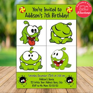 Printable om nom Birthday Flyer Template Instant Download