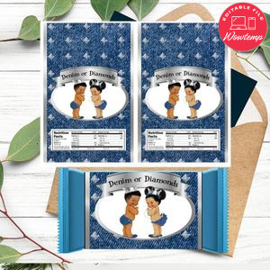 Baby Princess Denim or Diamond Candy Bar Wrapper Digital File Printable Instant Download