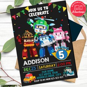 Robocar poli Invitation Template to Print at Home Instant Download