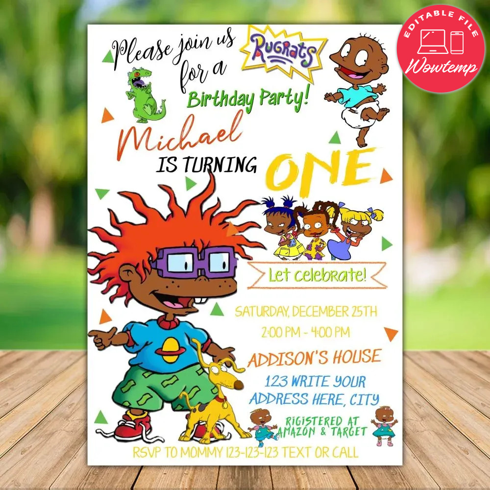Printable African Rugrats First Birthday Flyer Template DIY | Wowtemp