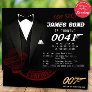 Printable James Bond Surprise 41st Birthday Flyer for Man