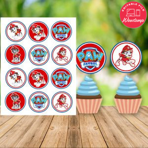 Marshall Paw Patrol Cupcake Topper Digital File Printable Instant Download