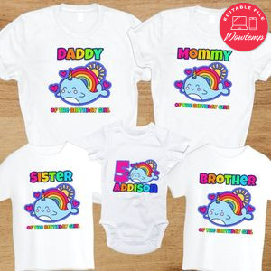 Custom Narwhal Birthday Party PNG file template for your family