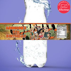 Gravity Falls Birthday Water Bottle Label Template to Print at Home Instant Download