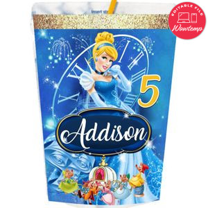 Disney Princess Cinderella Capri Sun Birthday Labels Digital File Printable Instant Download