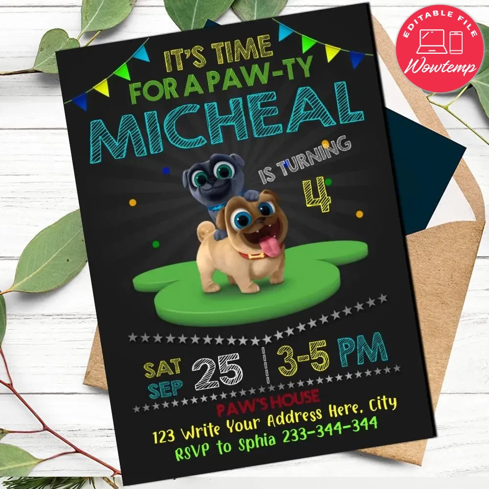 Puppy Dog Pals Birthday Party Invitation Template Printable | Wowtemp
