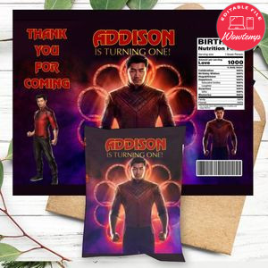 Shang-chi Birthday Chip Bag Digital File Printable Instant Download