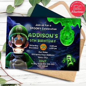 Luigi's Mansion Invitation Customizable Template Instant Download