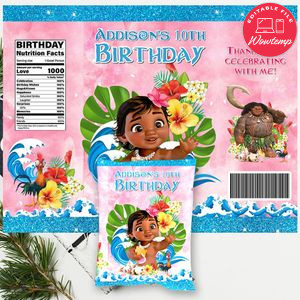 Baby Moana Chip Bag Digital File Printable Instant Download