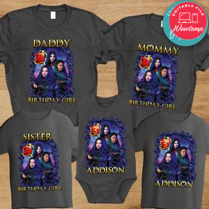 Disney Descendants Birthday Family Matching Party Shirts