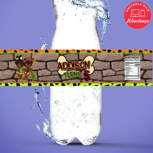 African Flintstone Water Bottle Label Template to Print at Home Instant Download