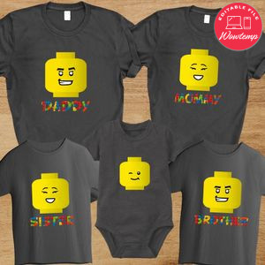 Lego Face Birthday Family Trip Vacation PNG file template