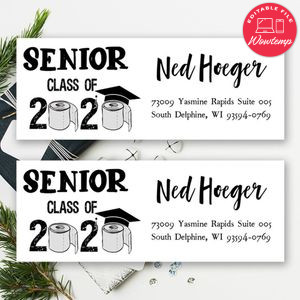 Senior Class of 2020 Graduation Cap Return Address Labels Digital File