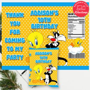 Tweety bird Chip Bag Digital File Printable Instant Download