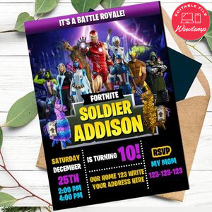 Gamer Marvel Birthday Invitation Printable Instant Download