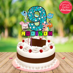 Gumball Birthday Cake Topper Template Printable Instant Download