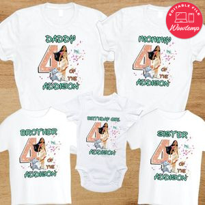 Disney Princess Pocahontas Birthday Family Matching Party Shirts