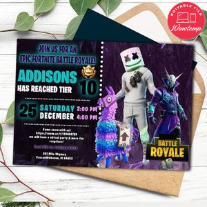 DJ Marshmello Invitation Customizable template Instant Download